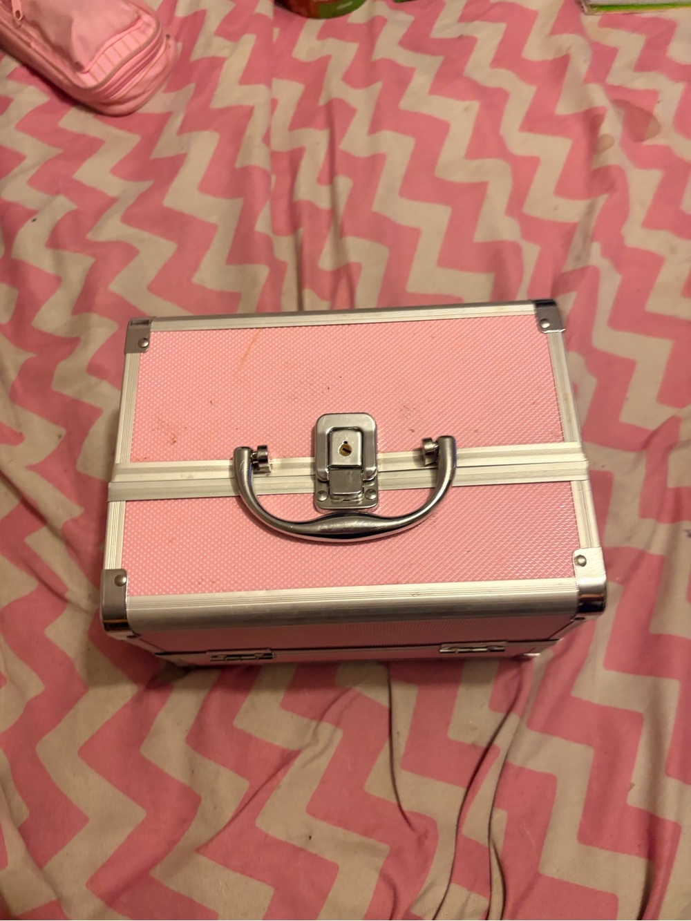 Pink Aluminum-Trim Makeup Organizer Case
